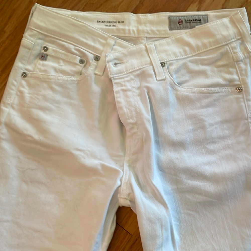 AG Adriano Goldschmeid Ex Boyfriend Slouchy Slim WHITE Size 28 EUC